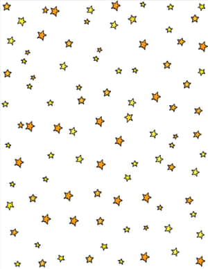 一個帶有黃色和橙色星星的牆紙，背景為白色