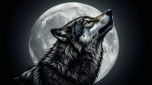 狼在黑暗的天空下對著月亮嚎叫 — 暗色 壁紙