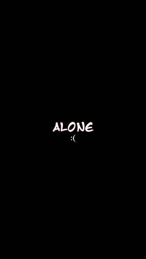 黑色背景上有白色文字寫著 ALONE 和一個悲傷表情符號。