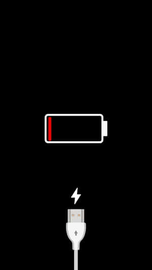 USB線在黑色背景上為低電量圖標充電 — 黑色動態圖 壁紙