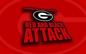 佐治亞鬥牛犬隊美式足球隊標誌，紅色背景上印有red and black attack標語。