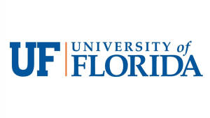 University of Florida 官方標誌，藍色和橙色，白色背景。 — 學校 壁紙