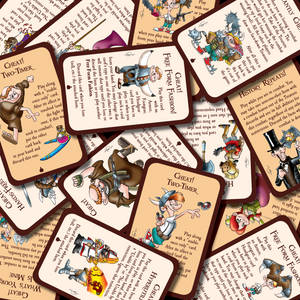 一堆插圖遊戲卡，有維京人和歷史人物。