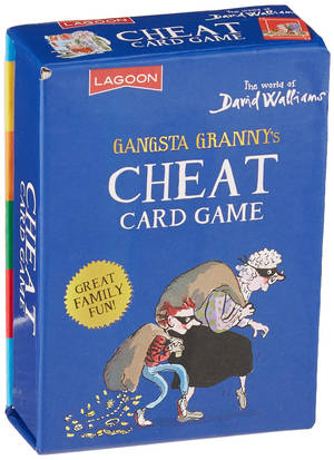 Cheat 卡牌遊戲盒，上面有卡通奶奶和小孩在搶劫場景中。