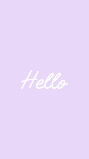 薰衣草背景，白色草書文字寫著hello