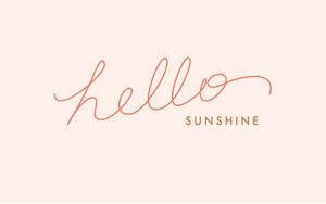 蜜桃色背景上以銅色手寫體顯示的hello sunshine文字