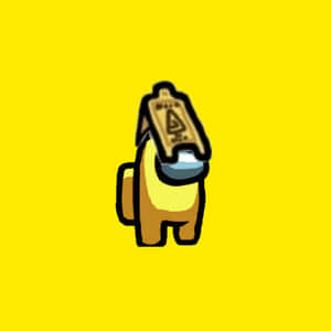 黃色Among Us角色手持金色船員代幣。