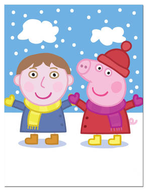 Peppa Pig 和她的朋友穿著冬裝享受下雪。