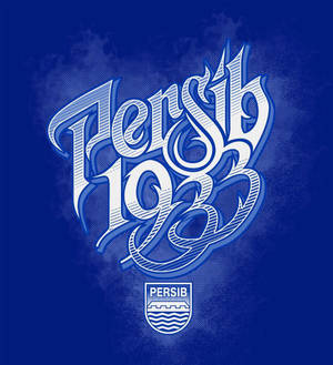 Persib 1933 風格標誌，帶有徽章，位於紋理藍色背景上