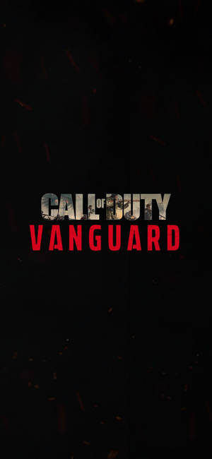 《Call of Duty Vanguard》遊戲標題，紅色文字和浮動火星在黑色背景上。