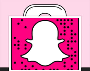 粉紅色購物袋，帶黑色圓點和白色 Snapchat 鬼魂標誌。