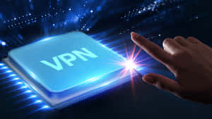 手觸摸數碼空間中發光的VPN晶片