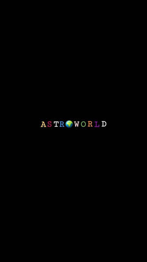黑色背景上帶有地球儀圖標的彩色「ASTROWORLD」文字。