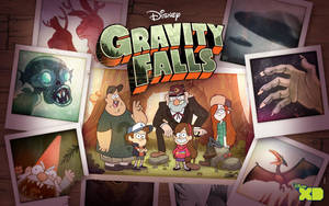 Gravity Falls 角色被神秘生物和超自然生物的照片包圍。