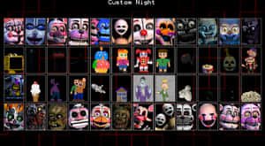 《Five Nights at Freddy's》遊戲中的自訂夜晚角色選擇畫面。 — 鬼滅之刃面具 壁紙