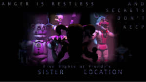 《Five Nights at Freddy's》的動畫角色在紫色中發光，帶有不祥的文字。 — 可愛動漫頭像gif 壁紙