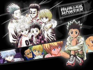 在黑暗背景上以動態姿勢擺出的《Hunter x Hunter》動漫角色。 — 動漫打鬥 壁紙
