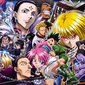 來自《Hunter x Hunter》的動漫角色，以發光鎖鏈擺出動態姿勢。 — iPad 壁紙