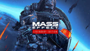 《Mass Effect Legendary Edition》封面藝術，展示士兵和外星戰士在太空戰鬥中。 — 質量效應 壁紙