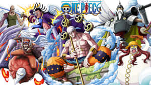 《One Piece》動漫角色在戲劇性的戰鬥場景中，使用火焰和冰凍效果。 — 唯美雲朵動態 壁紙