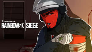 虹彩六號：圍攻行動醫療兵在血跡斑斑的房間裡注射針筒。 — 虹彩六號：圍攻行動 壁紙