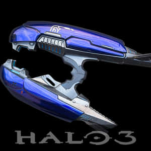 來自Halo 3的藍色能量劍，帶有銀色點綴，黑色背景。 — 槍 壁紙