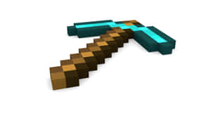 來自Minecraft的像素化鑽石劍，帶有藍綠色劍刃和木製手柄。 — 最佳 Minecraft 壁紙