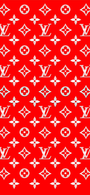 紅色和白色Louis Vuitton字母組合圖案牆紙
