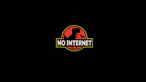 黑色背景上，像素化嘅恐龍標誌寫住 no internet