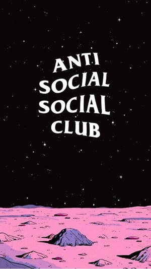 星空下的粉紅色外星地形，帶有「anti social social club」文字。
