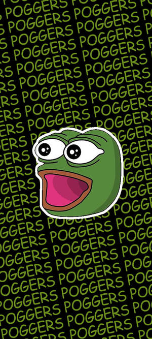 綠色青蛙迷因，在檸檬綠色「POGGERS」文字背景上露出驚訝表情。