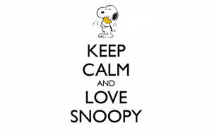 史努比拿著一朵黃色花朵，並帶有文字 Keep Calm and Love Snoopy。