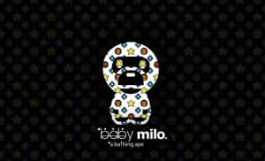 Baby Milo 標誌，在深色背景上帶有花卉和星星圖案。