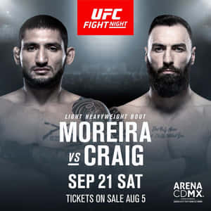 UFC Fight Night海報， featuring 拳手Moreira vs Craig的輕重量級比賽。 — 搏擊會 GIF 壁紙