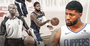 NBA籃球球員和裁判在場上比賽中