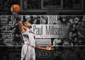 Paul Millsap 身穿亞特蘭大老鷹隊球衣準備在籃球比賽中扣籃。 — 奇雲·哈特 壁紙