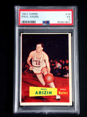 1957年Topps籃球卡，Paul Arizin身穿Phila Warriors球衣在比賽中。 — 復古gif 壁紙