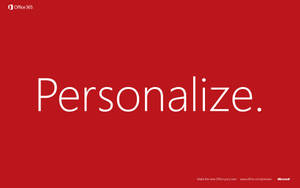 紅色背景，帶有寫著 Personalize 的白色文字和 Office 365 品牌。