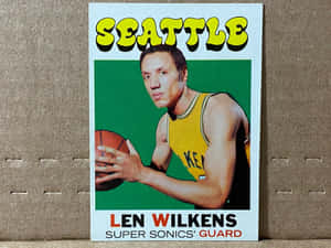 復古西雅圖超音速籃球卡， featuring 球員 Len Wilkens 持球。