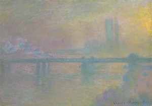 克勞德·莫內於1901年創作的油畫作品《倫敦查令十字橋》。下載此藝術作品，作為桌面、平板或手機的高解像度 wallpaper。