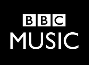 白色文字BBC Music標誌在黑色背景上
