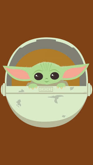 Baby Yoda 從太空船艙口向外看。