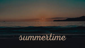 海洋日落，附有文字summertime