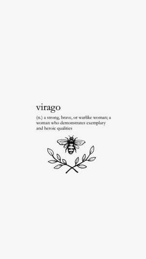 帶有蜜蜂和月桂花環插圖的virago文字定義。