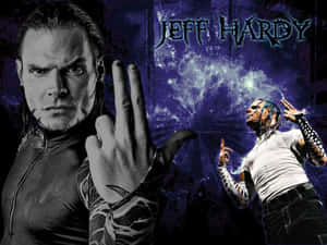 摔角手 Jeff Hardy 身後有宇宙紫色能量和文字。