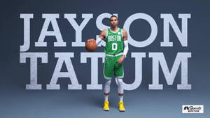 職業籃球運動員Jayson Tatum身穿塞爾特人隊服手持籃球。
