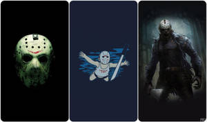 三個 Jason Voorhees 圖片：面具、嬰兒卡通和森林怪物。