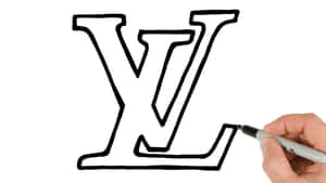 手用黑色馬克筆在白紙上繪製LV標誌。 — 路易威登 壁紙