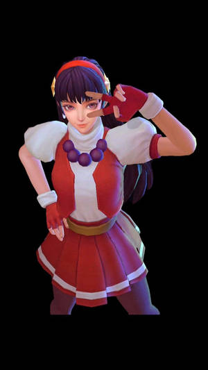 紅衣動漫女孩做出和平手勢