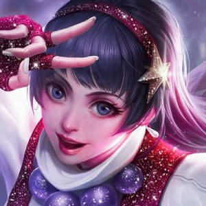 紫色頭髮和星星飾品的動漫女孩，在宇宙環境中。